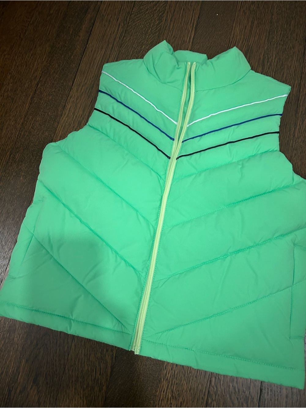 Janie and Jack Mint Green Sleeveless Puffer Vest with Contrast Stripes